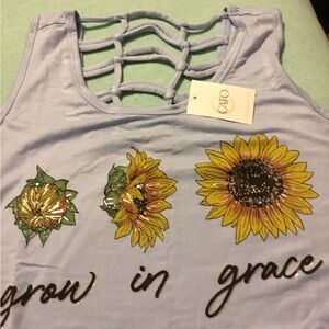 2/$20 Grow in Grace tank. Sunflowers